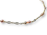 Light Pink Pearl Floating Necklace, Wire Wrap Pearl Necklace - Janine Design