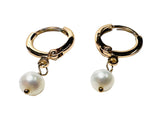 Pearl Huggie Hoops, Pearl Earrings, Hoops