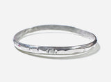 Silver Band, Hammered Silver Band Ring, Silver Texture Ring, Silver Ring/Simple Stacking Ring - Janine Design