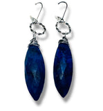 Sapphire  Earrings, Silver Gemstones Earrings