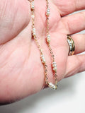 Light Pink Pearl Floating Necklace, Wire Wrap Pearl Necklace - Janine Design
