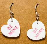 Conversation Heart Earrings/ Clay Earrings, Valentines Earrings/ Heart Earrings - Janine Design