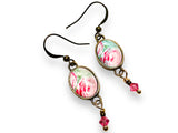 Pink Rose Dangle Earrings - Janine Design