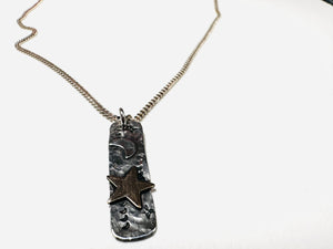 Gold Star and Moon Tag Necklace - Janine Design