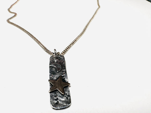 Gold Star and Moon Tag Necklace - Janine Design