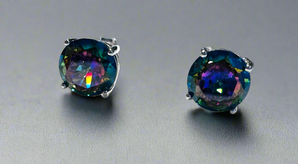 Rainbow Topaz Studs