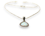 Opal Necklace/Lab Created Gemstone, Teardrop - Janine Design