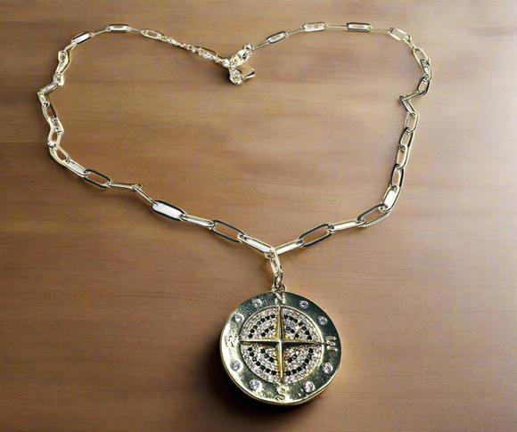 Compass Necklace, l medallion, Gift, Gold Filled Travelers Medallion, Graduation Gift