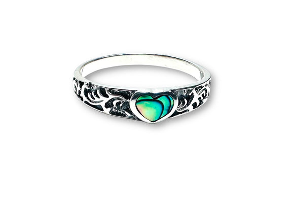 Abalone Heart Ring/ Size 10 - Janine Design