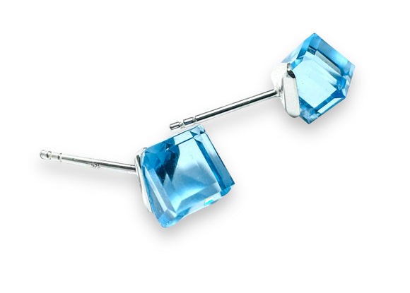 Crystal Ice Cube Stud Earrings - Janine Design