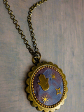 Hamsa Blue and Purple Pendant/Celestial Necklace - Janine Design