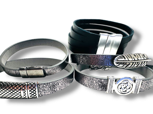 Men’s/Unisex, Leather Magnet Bracelet, Band Bracelet