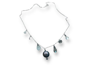 Gemstone Charm Necklace/Silver Charm Necklace