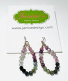 Tourmaline Gemstone Teardrop Hoop Earrings/Open Earrings - Janine Design