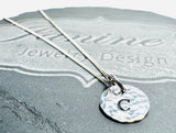 Initial Necklace , Sterling Silver Necklace, Letter Necklace, Family Necklace - Janine Design