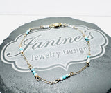 Dainty Gemstone Bracelet, Gemstone Bead Chain, Wire Wrapped Bracelet - Janine Design