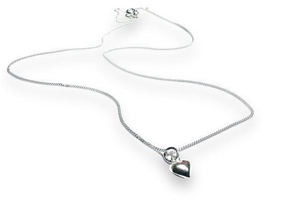 Tiny Silver Heart Charm Necklace, Heart necklace