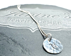 Initial Necklace , Sterling Silver Necklace, Letter Necklace, Family Necklace - Janine Design
