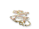 Light Pink Pearl Floating Necklace, Wire Wrap Pearl Necklace - Janine Design