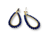 Lapis Gemstone Earrings, Teardrop Hoop Earrings