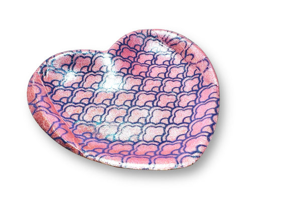 Mermaid Pink Heart Ring Dish/Jewelry Dish/Clay Dish/Jewelry Organizer/Bracelet Dish/Earring Dish/Handcrafted Polymer - Janine Design