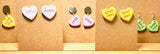 Conversation Heart Earrings/ Clay Earrings, Valentines Earrings/ Heart Earrings - Janine Design