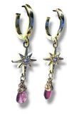 Star Huggie Hoops, Gold Filled Earrings, Hoops, Tourmaline Earrings