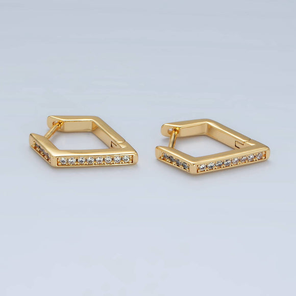 24K Gold Filled Pave CZ Geometric Hoop Earrings - Janine Design
