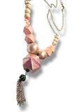 Wood and Coral, Peaches and Cream Necklace*
