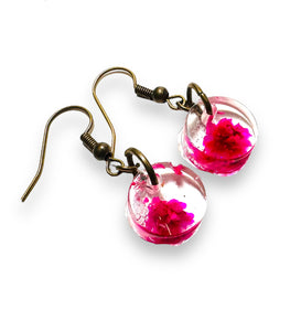 Pressed Flower Earrings/Real Flower Earrings/Resin Flower - Janine Design