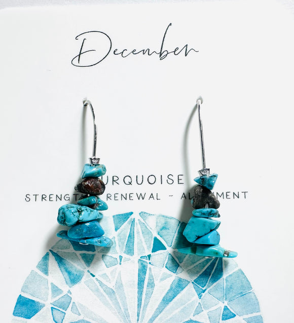 Birthstone Earrings , Silver, Genuine Gemstone, birthday Gifts - Janine Design