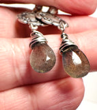 Genuine Labradorite Silver Earrings, Vintsge Looking Earring