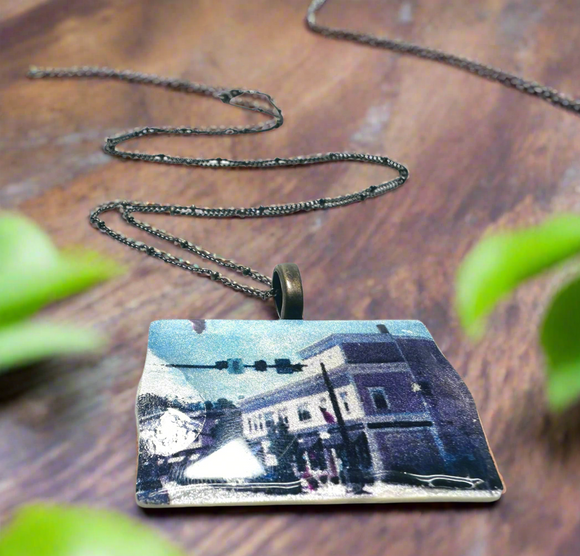 Holliston, MA Downtown Pendant Necklace