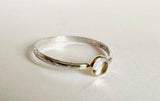 Aquamarine Ring/ Sterling and 14k Gold Ring Size 7.5 - Janine Design