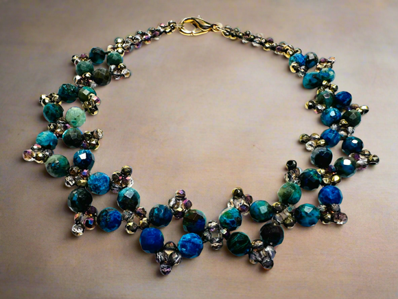 Woven Chrysocolla Bracelet/7.75” bracelet