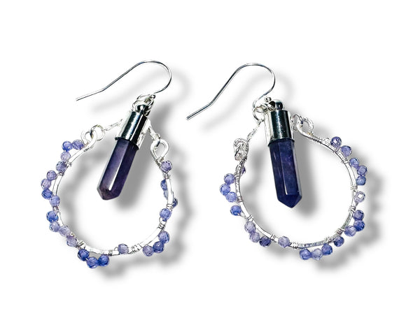 Amethyst Hoop Earrings - Janine Design