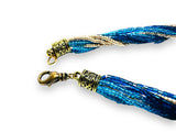 Blue and Gold Strands Necklace, twist Necklace, Stetement Necklace - Janine Design