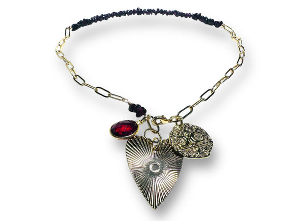 Garnet Charm Necklace - Janine Design