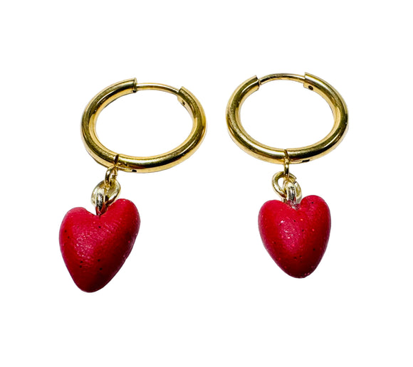 Clay Heart Hoop Earrings - Janine Design