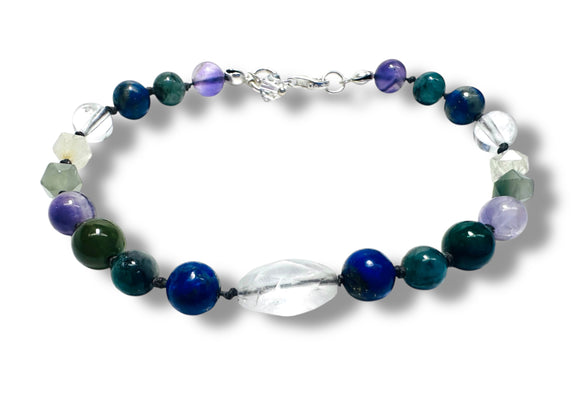 Amethyst and Lapis knotted Bracelet - Janine Design