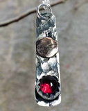 Tourmaline Tag Necklace, Gold Sun, Silver Necklace, Gemstone Tag Necklace - Janine Design