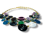 Button Necklace- Cool Tones
