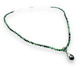 Dainty Beaded Gemstone Necklace-Ruby Zoisite Teardrop - Janine Design