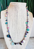 Silk Crochet Gemstone Necklace, Boho Necklace - Janine Design