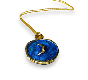 Moon Necklace, Enamel Pendant