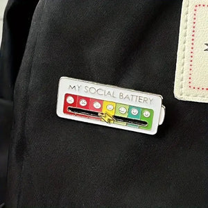My Social Battery Pin - Expressive Interactive Mood Brooch Pin - Fashion Statement - Janine Design