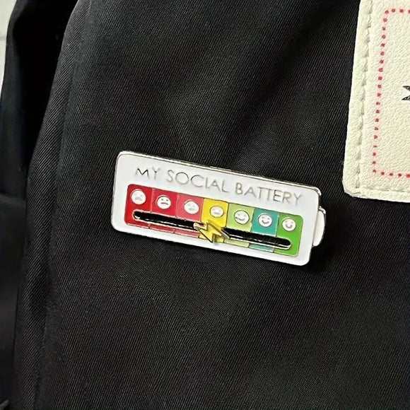 My Social Battery Pin - Expressive Interactive Mood Brooch Pin - Fashion Statement - Janine Design