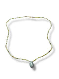 Dainty Beaded Garnet Gemstone Necklace-Labradorite Teardrop