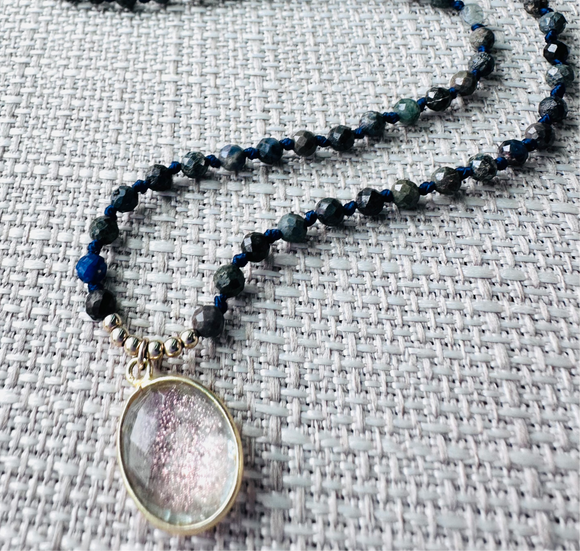 Brown and Blue sapphire Knotted Necklace*