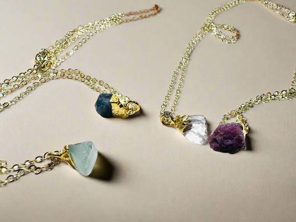 Raw Gemstone Necklace/ Affordable Gifts - Janine Design